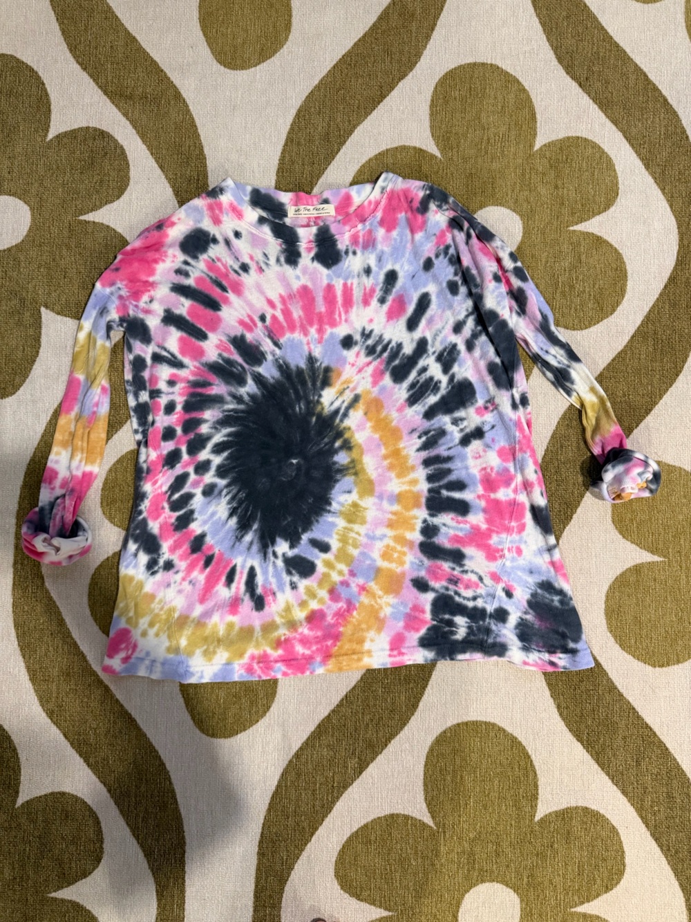 We The Free Tie-Dye Sweatshirt in Pink, Black, Yellow